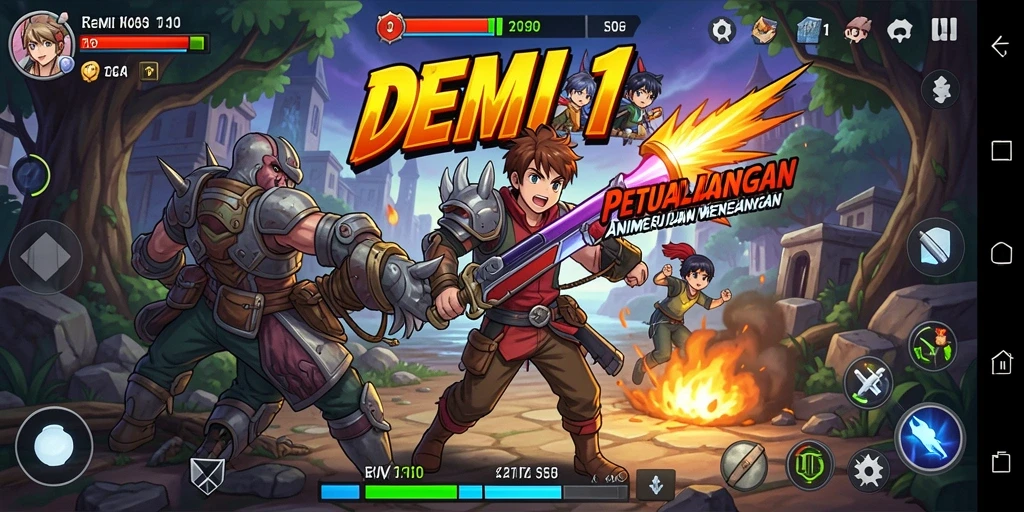 Screenshot gameplay menunjukkan aksi seru dalam dunia Anime.