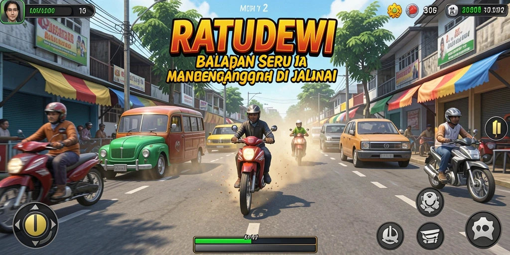 Lihat gameplay seru RATUDEWI dengan balapan yang menantang.