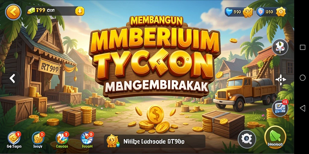 Screenshot menampilkan gameplay RT99 dengan pengelolaan bisnis yang menarik.